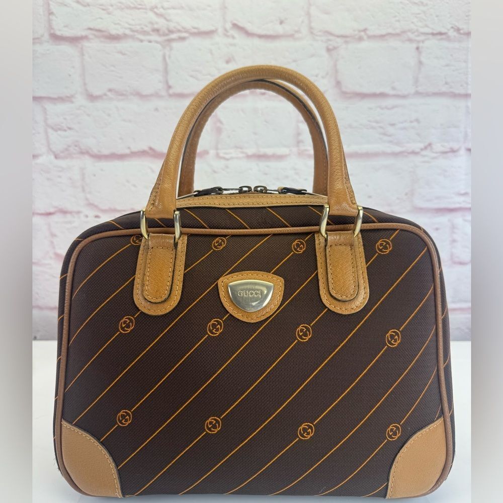 Gucci Vintage GG Interlocking Diagonal Stripe Top Handle Bag - Picture 2 of 15